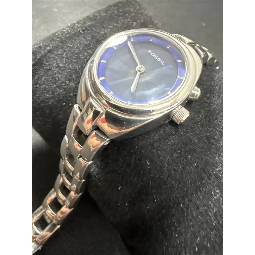 Women’s Fossil Big Tic Blue/Green ES9570 New Batteries 5.75” Band 24mm Case (G1)